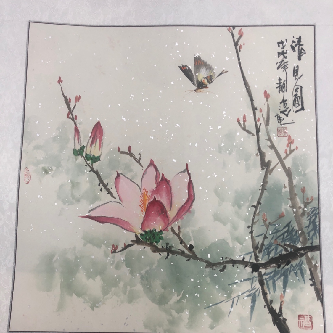 裱绫60/60花鸟山水画、（不含框）