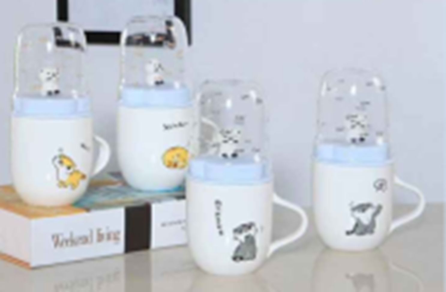 Yiwu Selection cat mug with double cover 400ml+300ml/36453 full figure