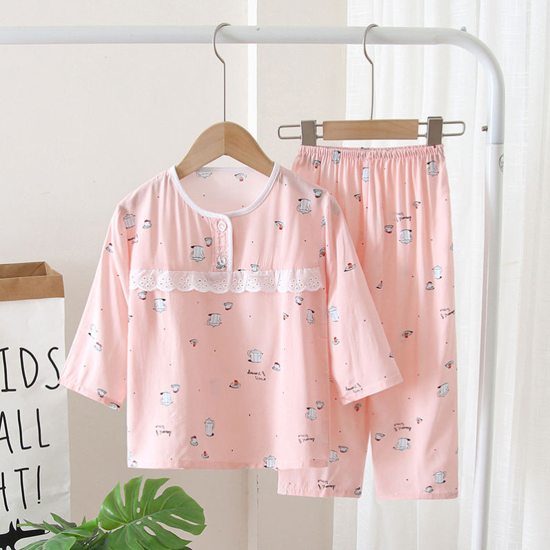 Cartoon printed thin children's pajama set