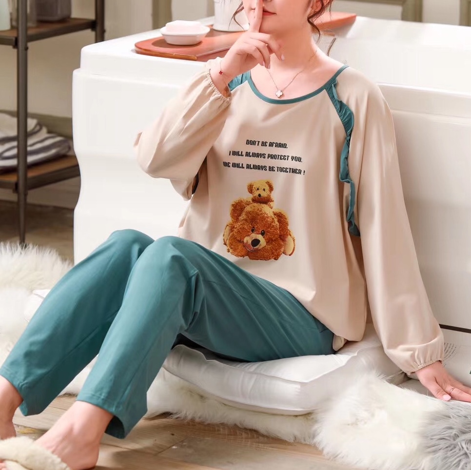 Pajama summer new pure cotton casual loose home wear simple can be worn outside thumbnail