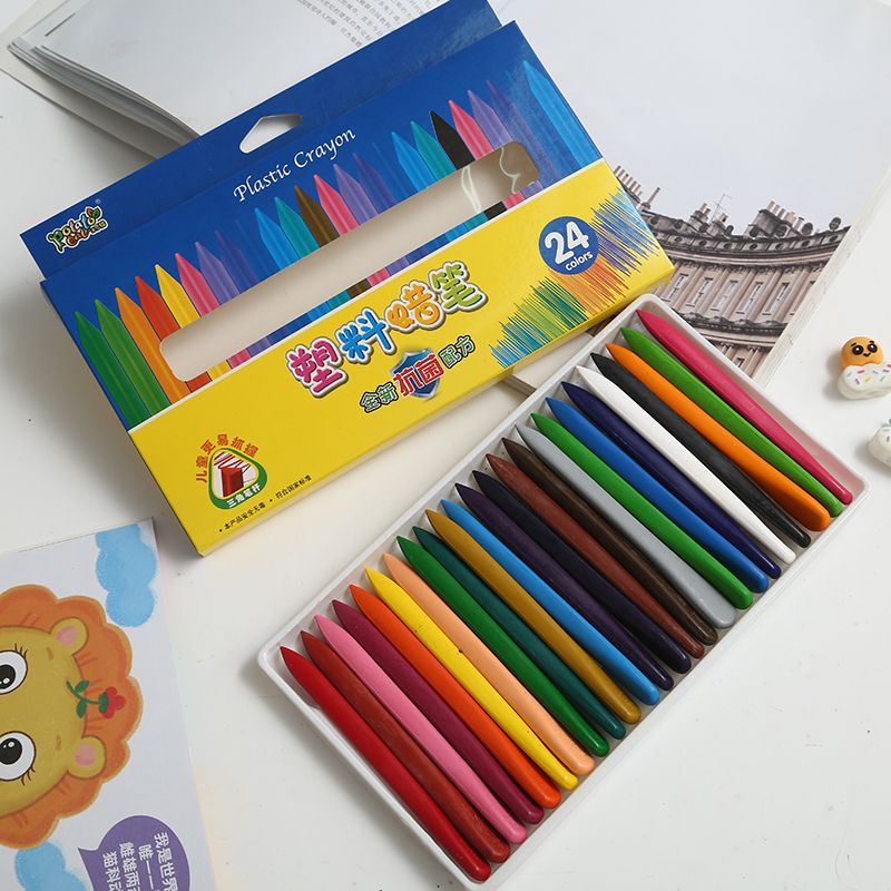 New children's high-end 24 - color triangle crayon non-toxic washing can be wiped students art oil painting stick wholesale thumbnail