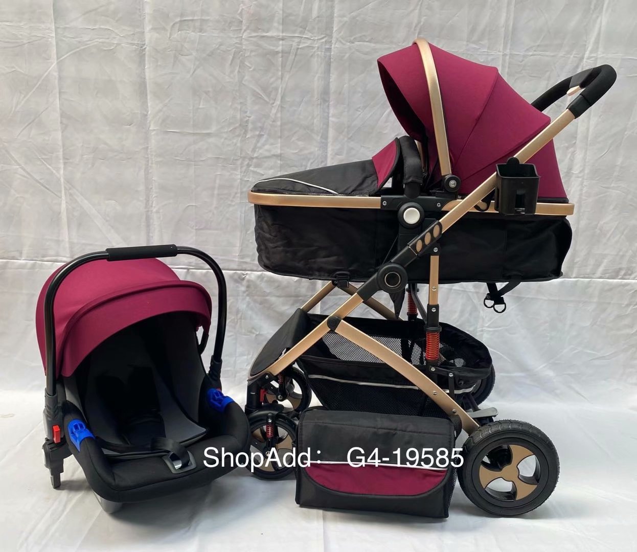 新款高景观三件套推车婴儿车外贸出口铝合金童车详情图3