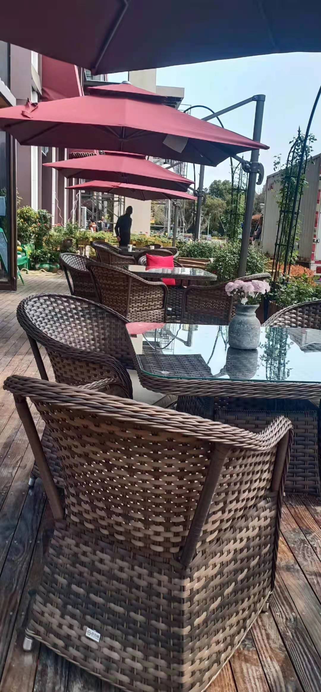 Outdoor Table And Chair Rattan Chair Combination Leisure Balcony Three-Piece Garden Villa Garden Table And Chair Set details Picture
