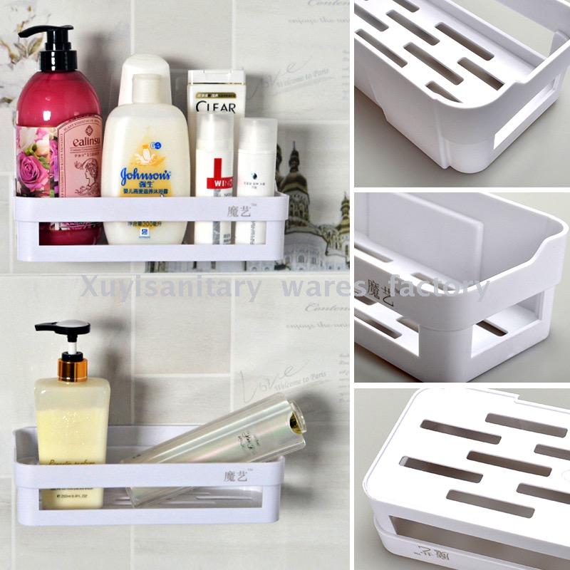 卫生间置物架免打孔 浴室收纳架 无痕 吸壁式挂钩 强力吸盘置物架