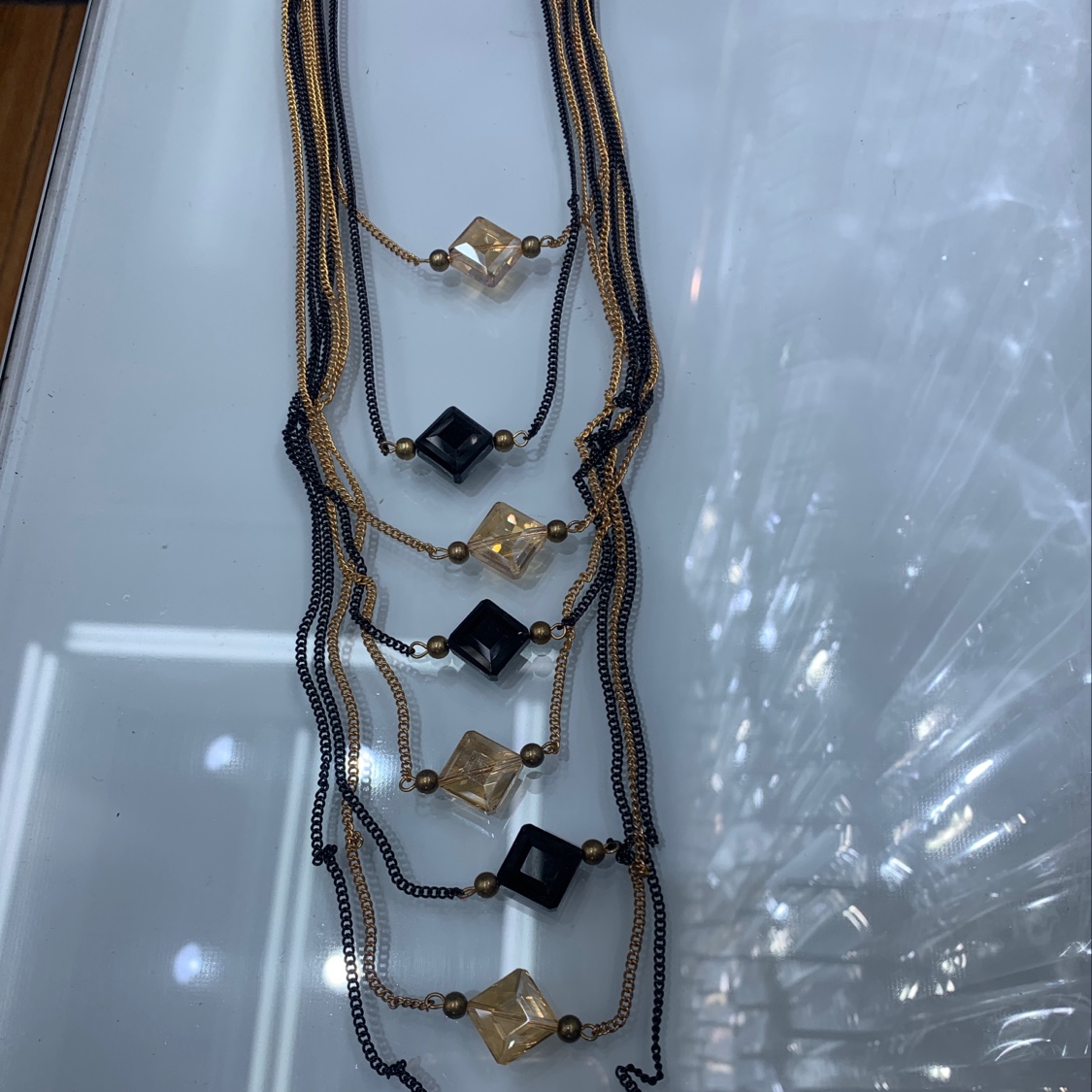 Crystal multi-layer sweater chain