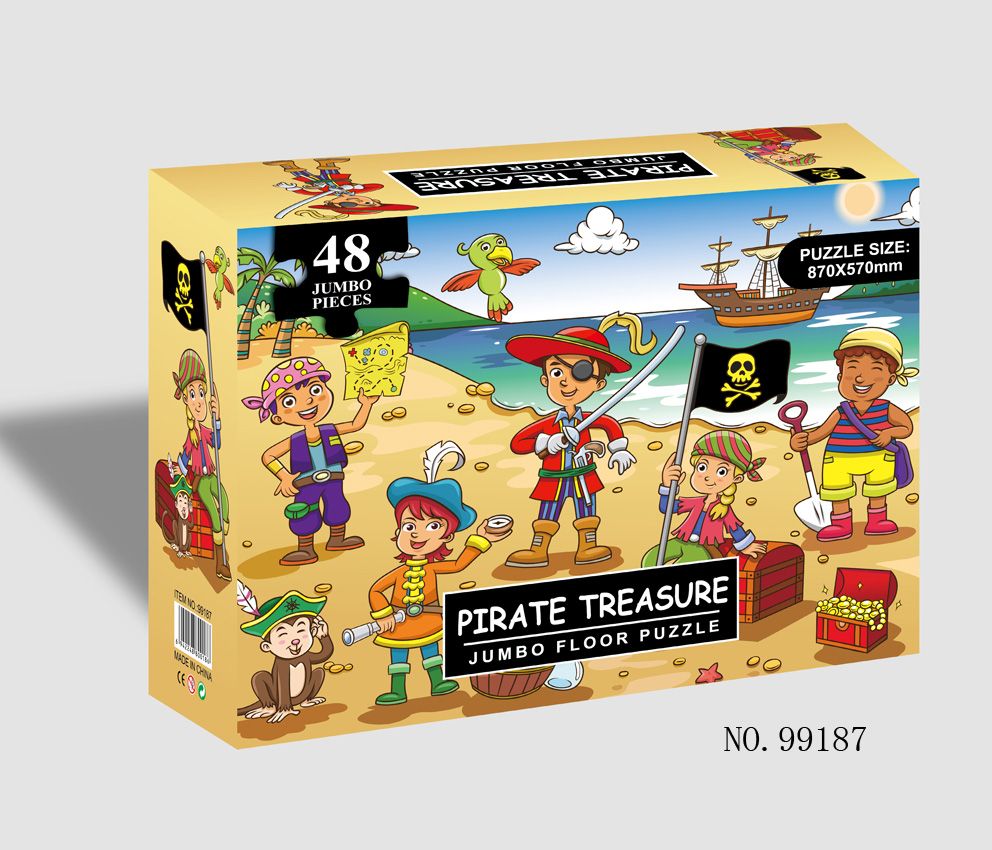 48片海盗儿童创意拼图玩具宝宝益智早教纸质卡通拼板小玩具跨境