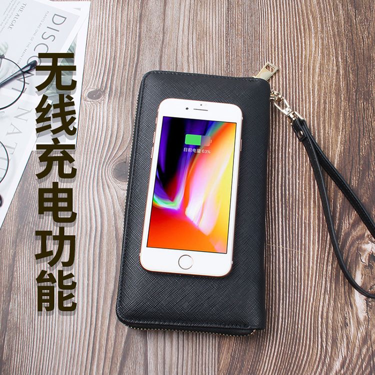 Wireless charging wallet power supply Portable power supply hand grab zipper bag card bag custom LOGO