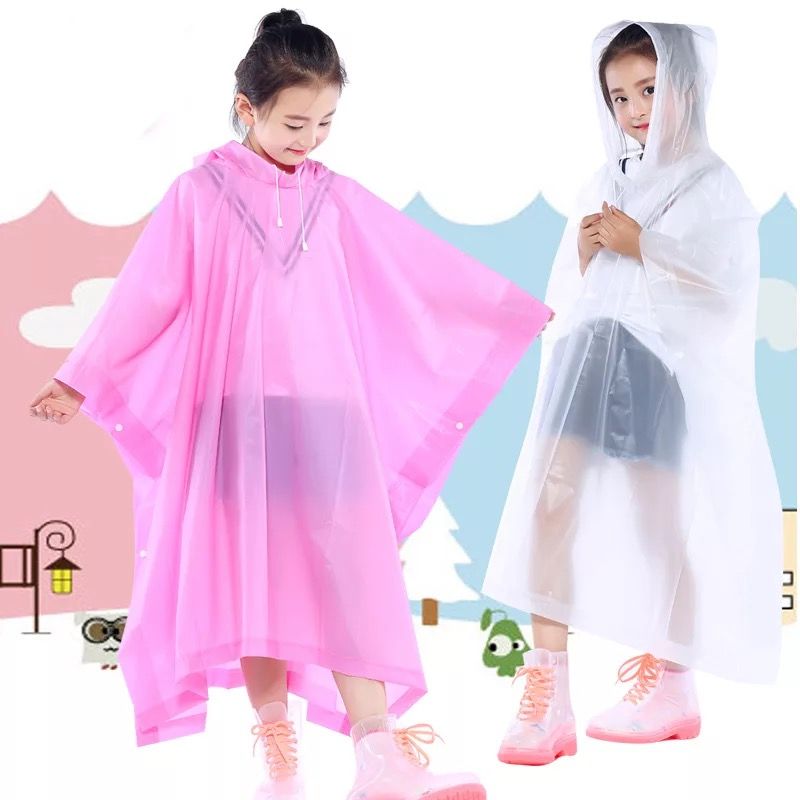 义乌厂家直销 EVA儿童糖果色防水斗篷雨衣雨披 PONCHO 防雨 防风详情图1