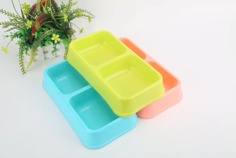 Pet double bowls: dog bowl and cat bowl