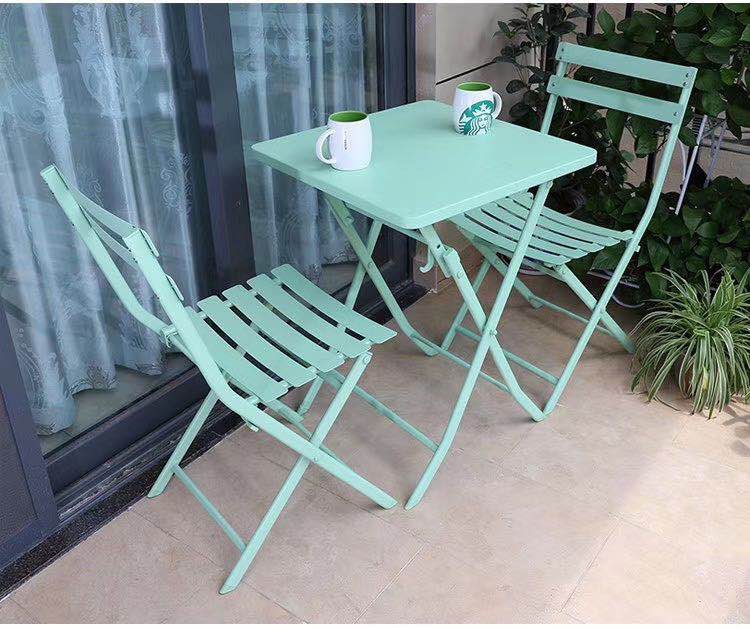 Iron plate table and chair combination coffee table and chair desk