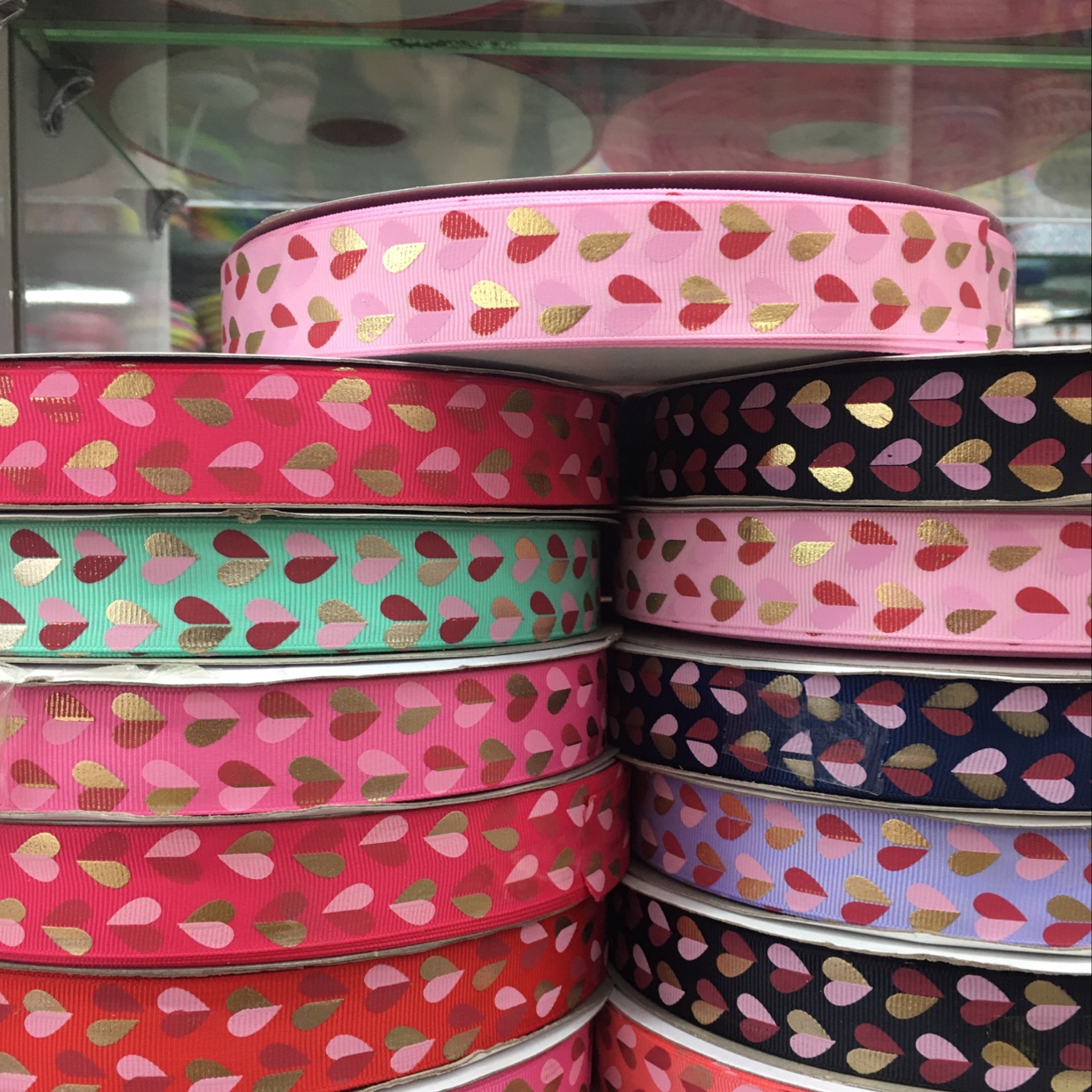 罗纹带烫金印双色桃心细节图