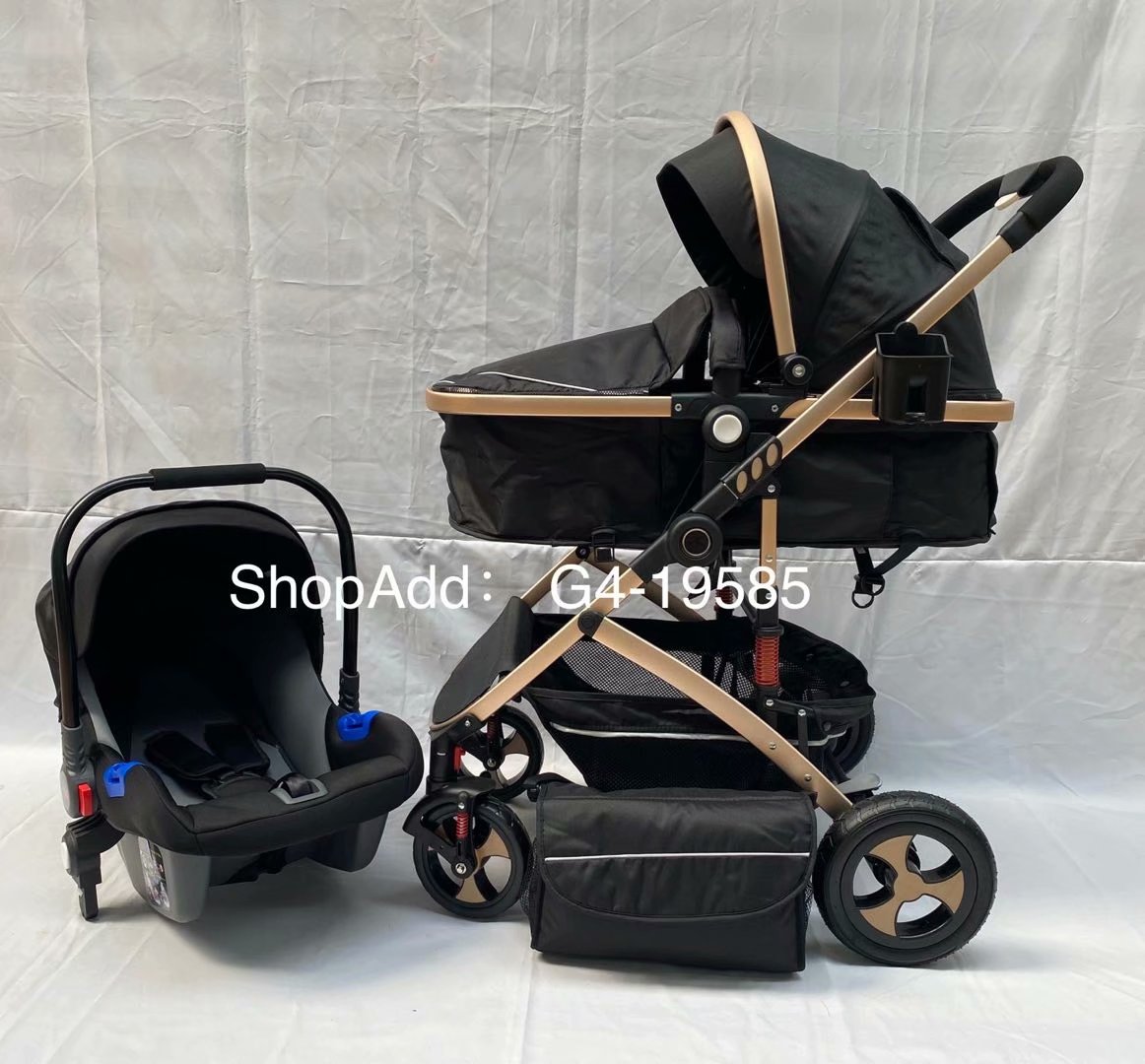 新款高景观三件套推车婴儿车外贸出口铝合金童车详情图4