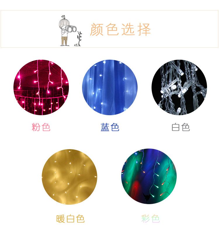 2020 Amazon USB remote Control 3*3 copper wire light string, ice strip curtain light, LED Christmas decorative light string, copper wire light detail image 2