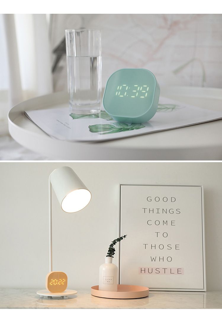 欧式创意定时智能小闹钟方块迷你卡通简约数字时钟床头夜光电子钟详情图12