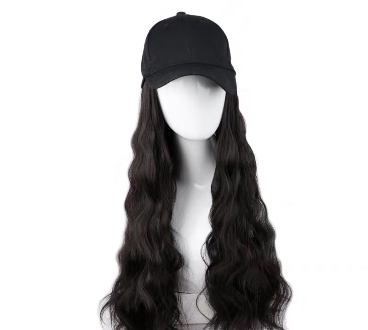 Water ripple wig hat, small curly long hair wig hat made of chemical fiber, detachable multi-color custom wholesale Velcro wig pieces