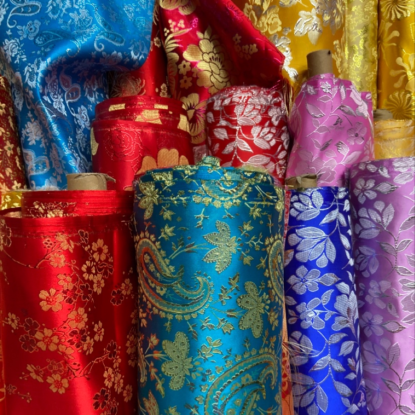 Blue embroidered, gold-embossed, fine leather, brocade fabric, decorative items, gift packaging fabric, clothing