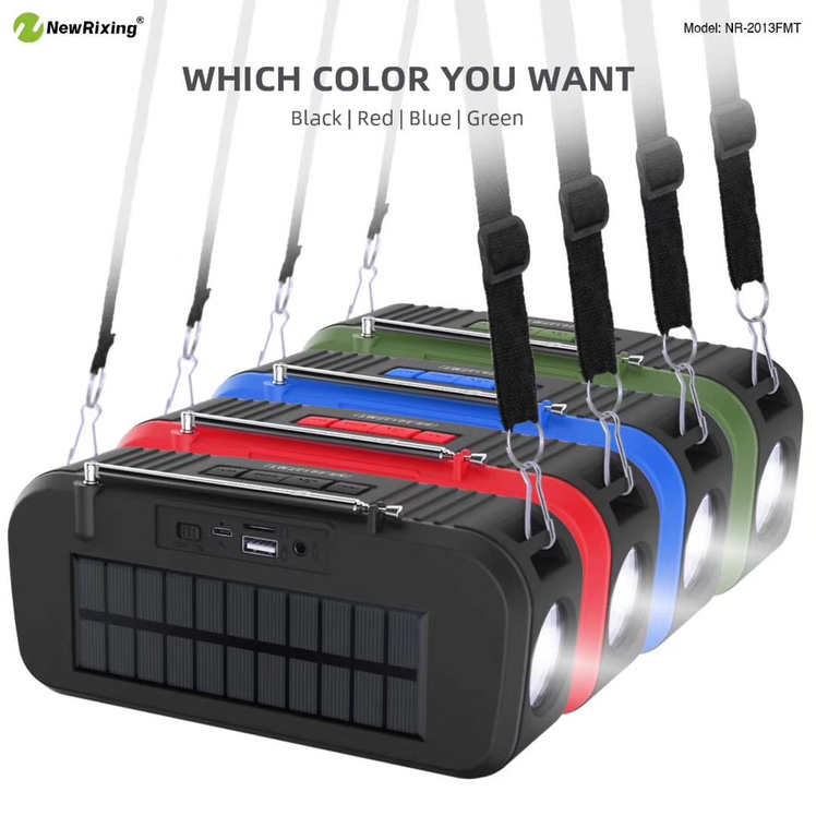 NewRixing new lexin hot style cost-effective NR-2013FMT with solar energy function, with flashlight function, with antenna, with strap, Tws function, loudspeaker, large size machine, many functions! thumbnail