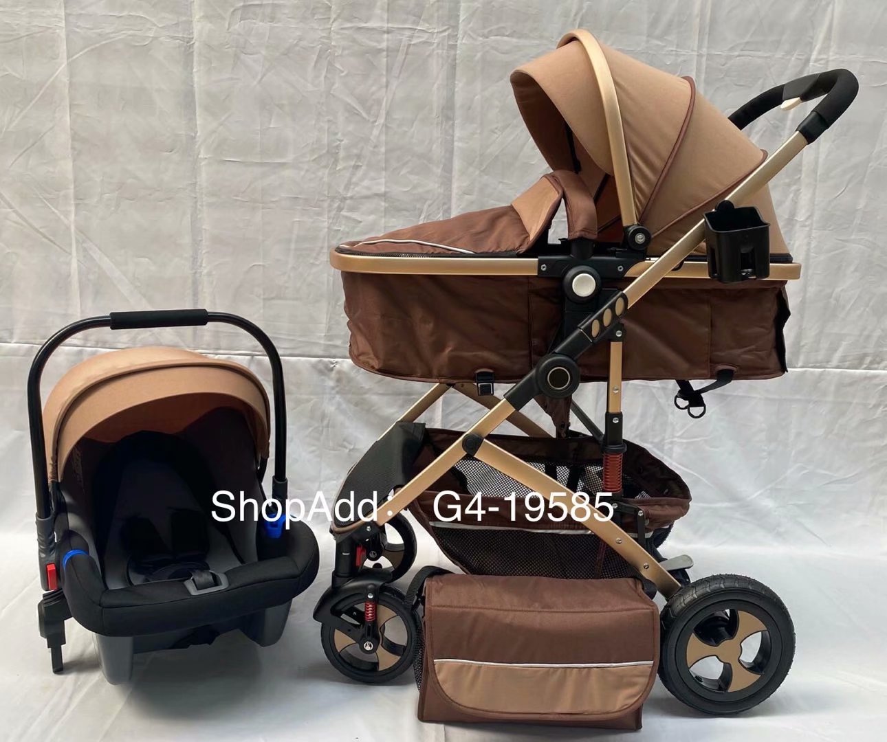 新款高景观三件套推车婴儿车外贸出口铝合金童车详情图2