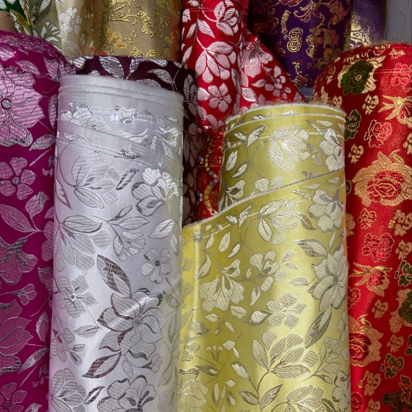 Yellow, silver-edged, embossed, embroidered, fine leather, brocade fabric, decorative items, gift packaging fabric, clothing, cheongsam