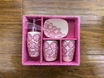 陶瓷卫浴四件套-粉色花
