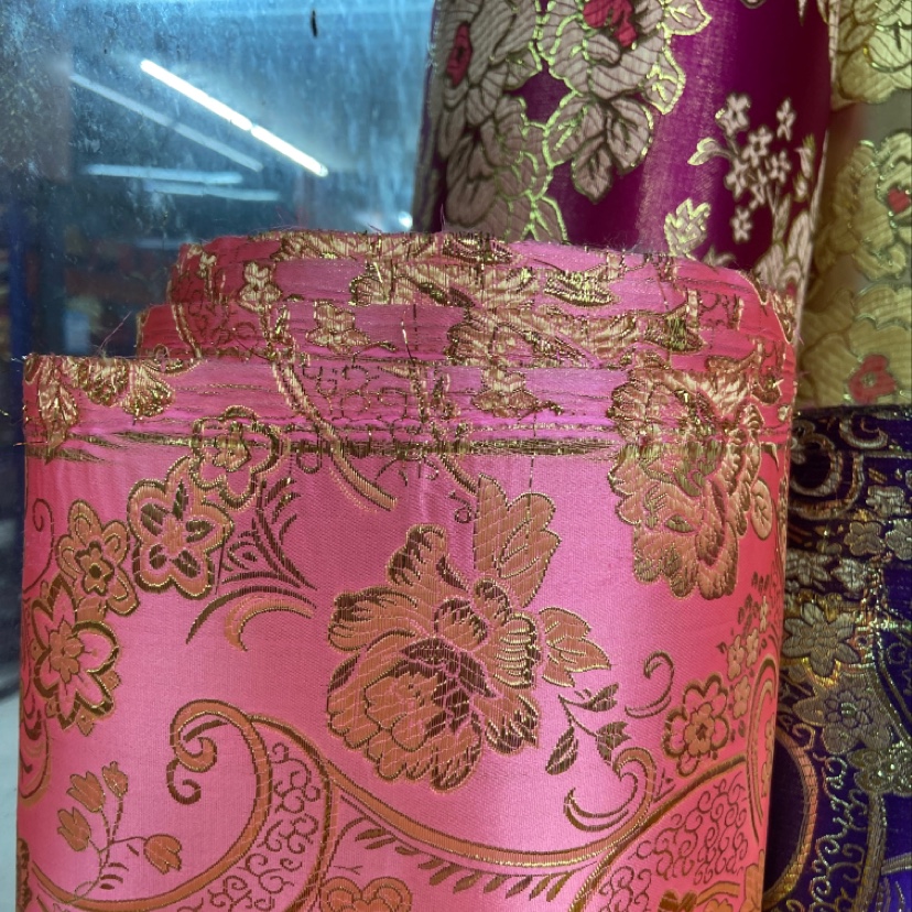 Pink fine leather brocade fabric craft decorative items, gift packaging fabric and clothing Specification image