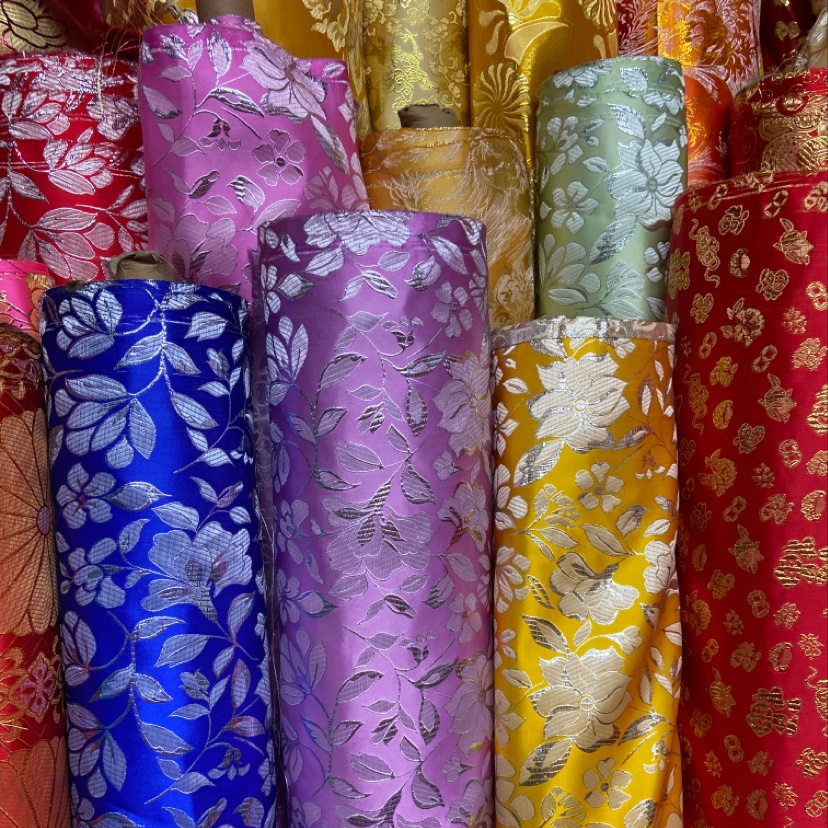 Blue Silver Border Embroidered Fine Leather Brocade Fabric Craft Decoration Gift Packaging Cloth Clothing Cheongsam