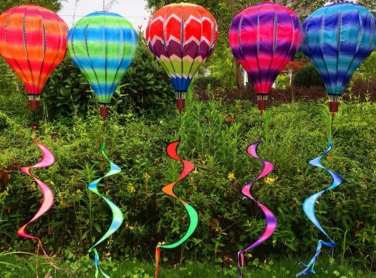 户外彩虹旋转七彩全包布热气球装饰品热气球风条