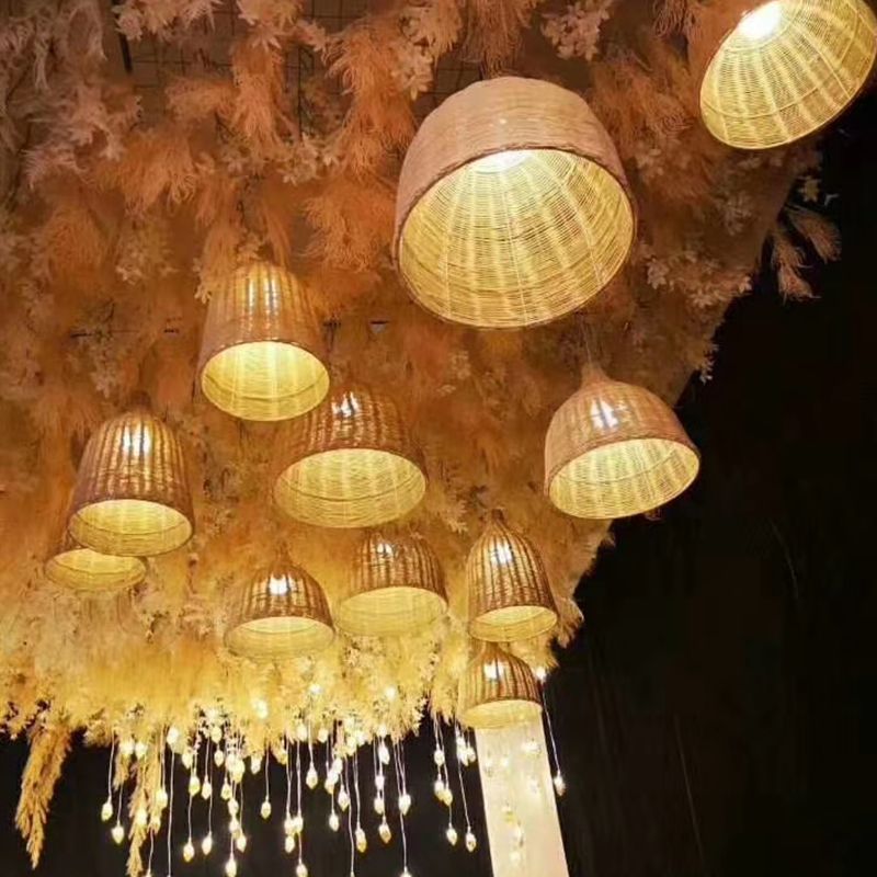 In 2020, Hongling Wedding Bamboo Woven Chandelier Set of Three pieces, outdoor stage ceiling background, welcome area decorative window display items details Picture