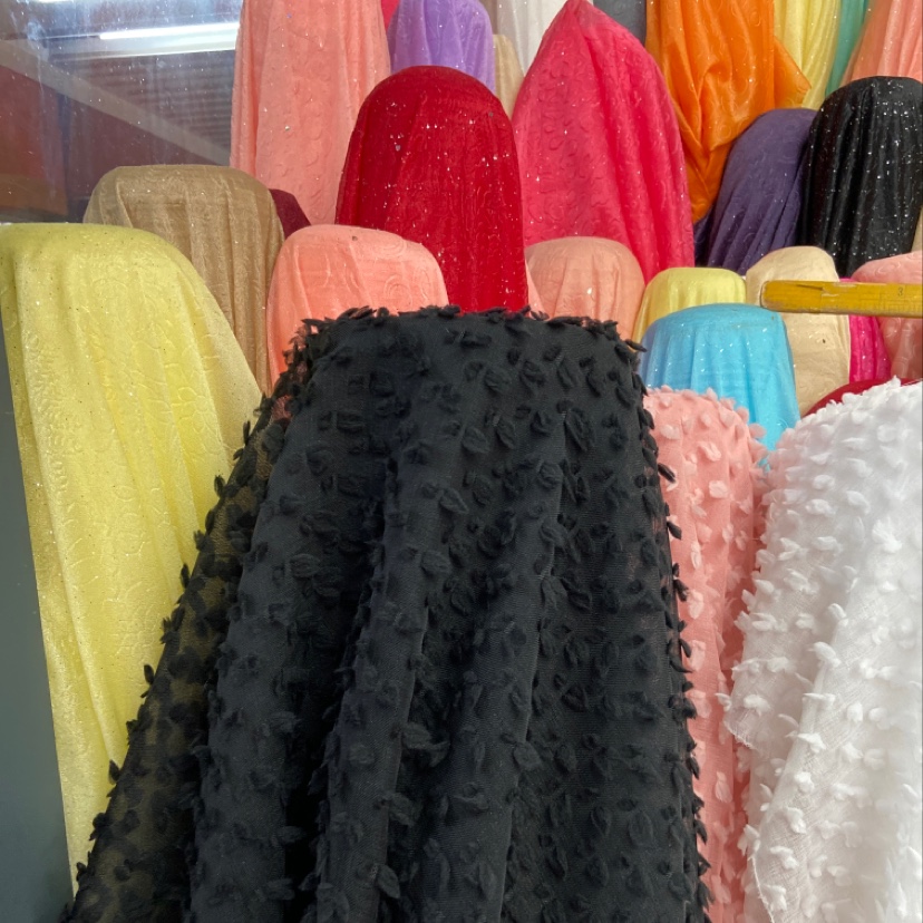 Black imitation linen small wool ball fabric decorative items, handicrafts, clothing accessories, fabric