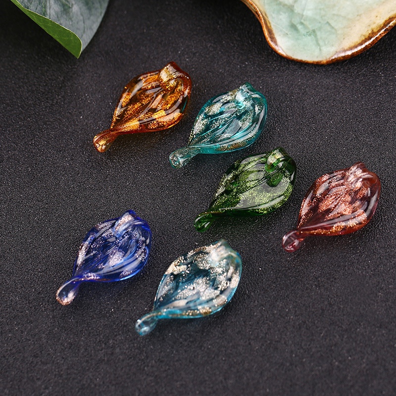 Full sands leaf 13mm*28mm borrado cuentas colgante hecho a mano diy accesorios accesorios venta al por mayor