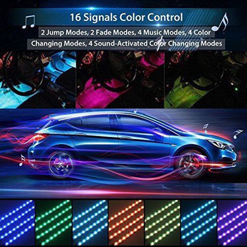 Car ambient light, foot ambient light, LED seven-color remote control, sound control, RGB music rhythm light pic 1
