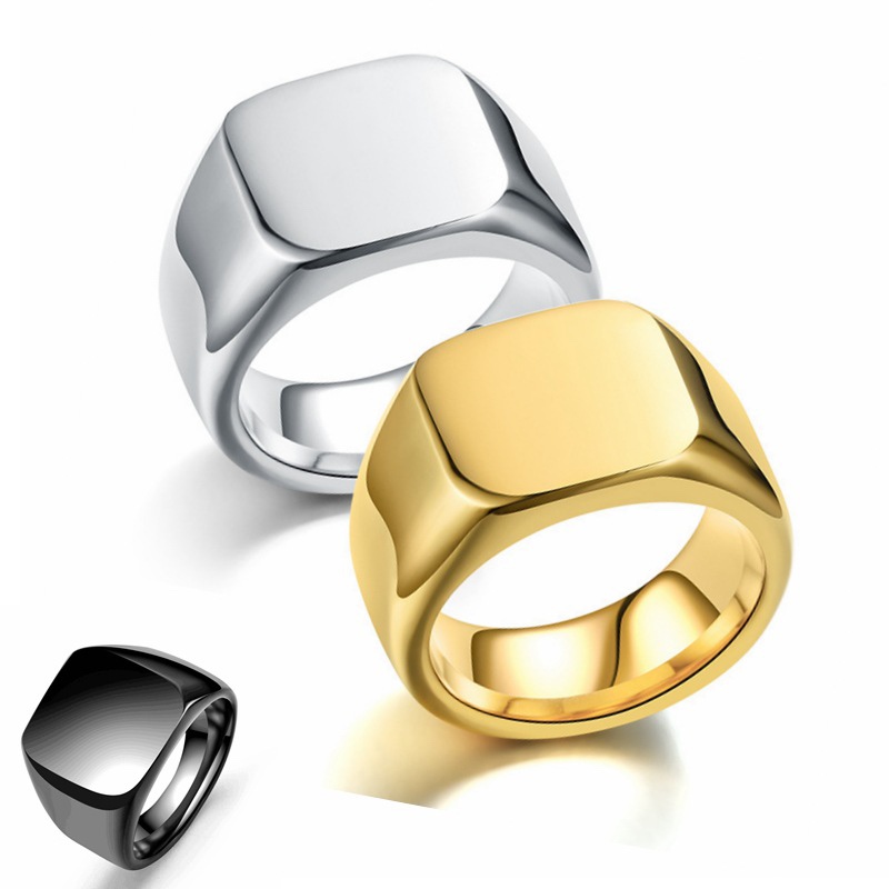 跨境爆款配饰品 欧美钛钢戒指男 复古不锈钢光素面戒指可定制LOGO产品图