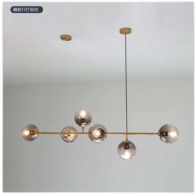 Nordic restaurant lighting fixtures, modern and simple long strips, creative and personalized living room, commercial dining table, magic bean bar counter chandelier detail image 6