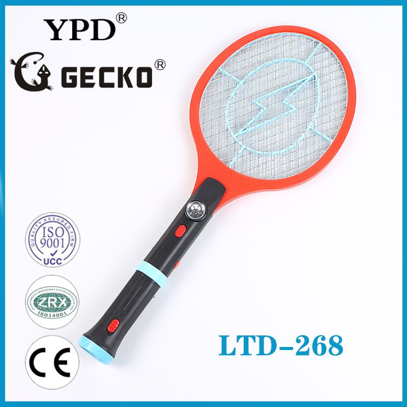 厂家直销GECKO品牌LTD-268新款带LED手电筒式可拆卸充电电蚊拍