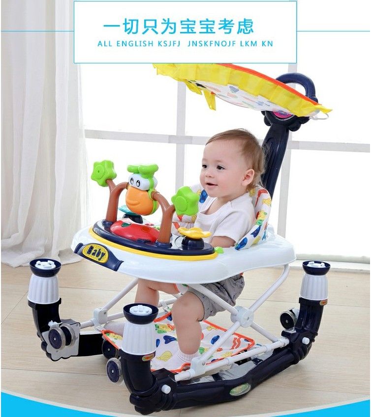 新款婴儿学步车带音乐和灯光有推杆遮阳棚手推车可当摇马详情图1