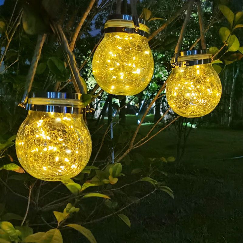 Led solar lamp Crack Mason bottle patio decoration garden balcony creative outdoor home waterproof hanging lamp