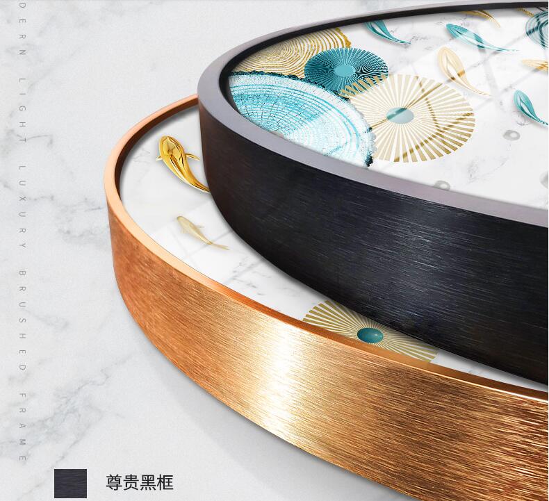 轻奢晶瓷镶钻玄关装饰画九鱼图圆形北欧餐厅画墙面画现代饭厅挂画详情图8