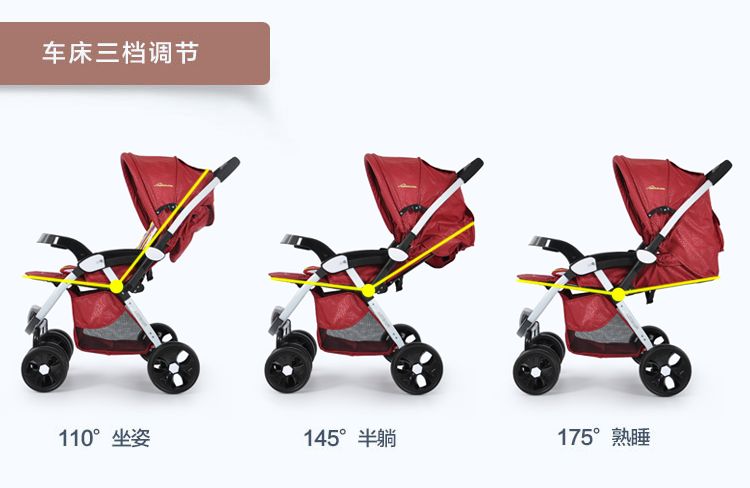 黄金宝贝加宽推车婴儿车可换向平躺童车大轮高景观详情图6
