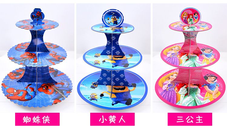 节日用品纸质蛋糕架三层加厚可折叠点心架纸杯蛋糕托盘儿童派对甜品台装扮详情图3