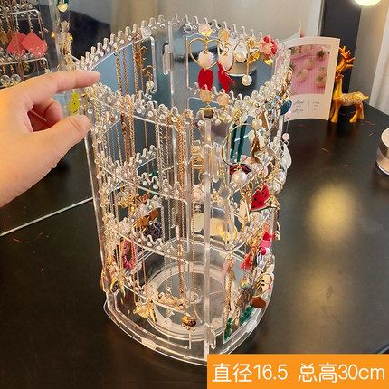 Earring rack, jewelry storage and display stand, hanging necklace, ear clips, ear studs, hair accessories, large-capacity rotating jewelry box, screen detail image 3