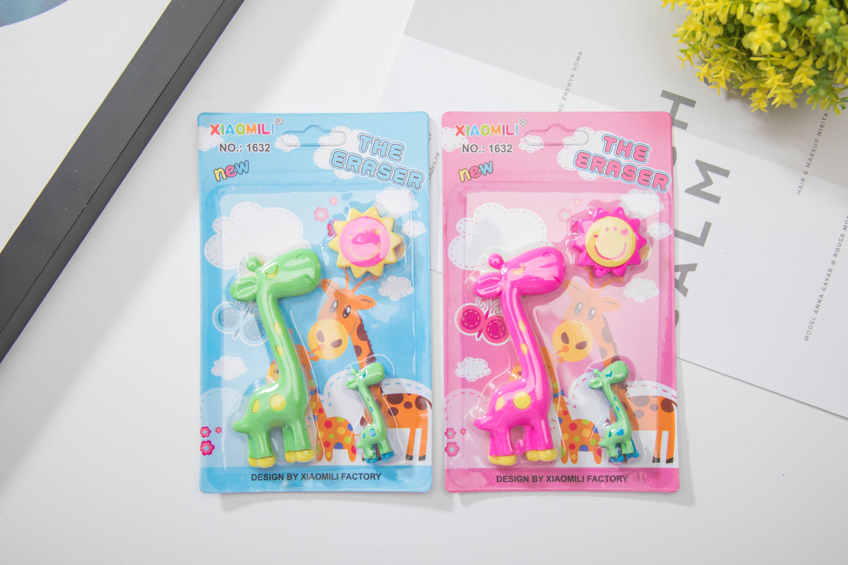 可爱长颈鹿拼装动物橡皮