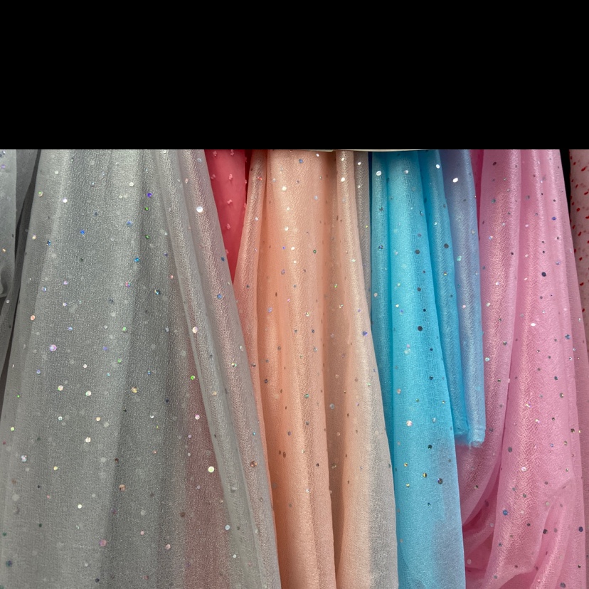 National trend grey sequined beauty gauze fabric, available in four colors for decorative items, handicrafts, clothing, accessories, fabric, headwear and gauze scarves details Picture