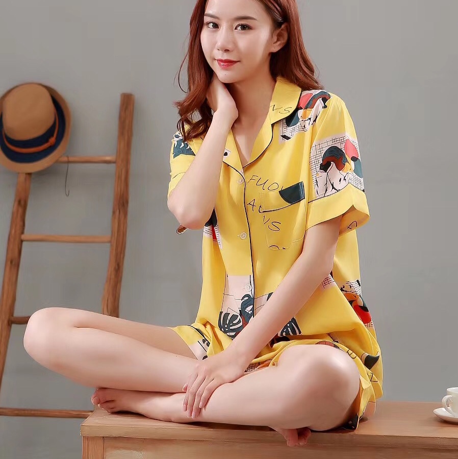 5 Pajama ladies summer new pure cotton short sleeve casual loose ladies home wear simple can be worn outside thumbnail