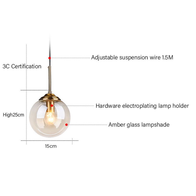 北欧餐厅吊灯圆球简约轻奢过道走廊玄关魔豆吧台卧室单头床头吊灯白底实物图