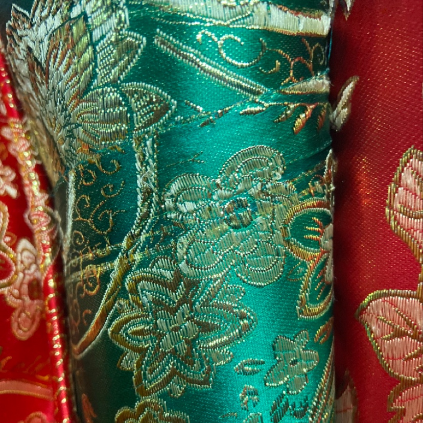 Green Refined Brocade Fabric Craft Decoration Gift Wrapping Cloth Clothing details Picture