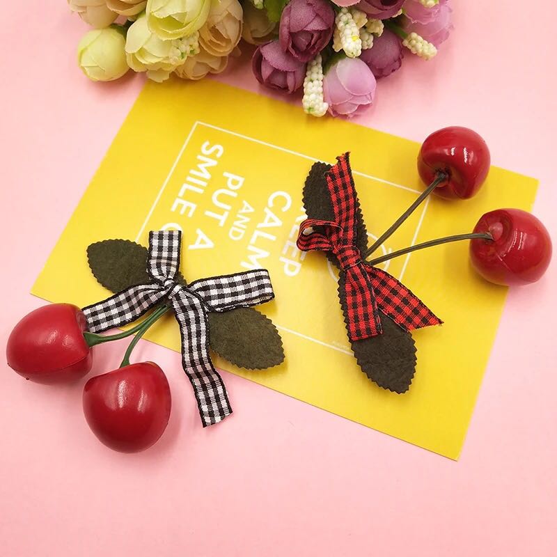 可爱樱桃蝴蝶结边夹鸭嘴夹发夹发饰发卡头花夹子饰品[121]详情图3