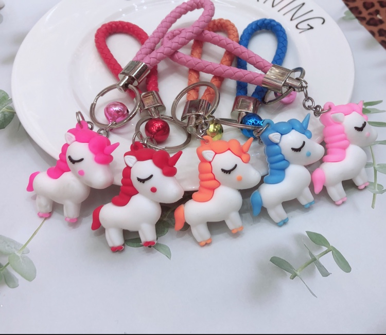Creative cartoon fantasy pony unicorn key chain car pendant lovely girl heart bag pendant gift girl thumbnail