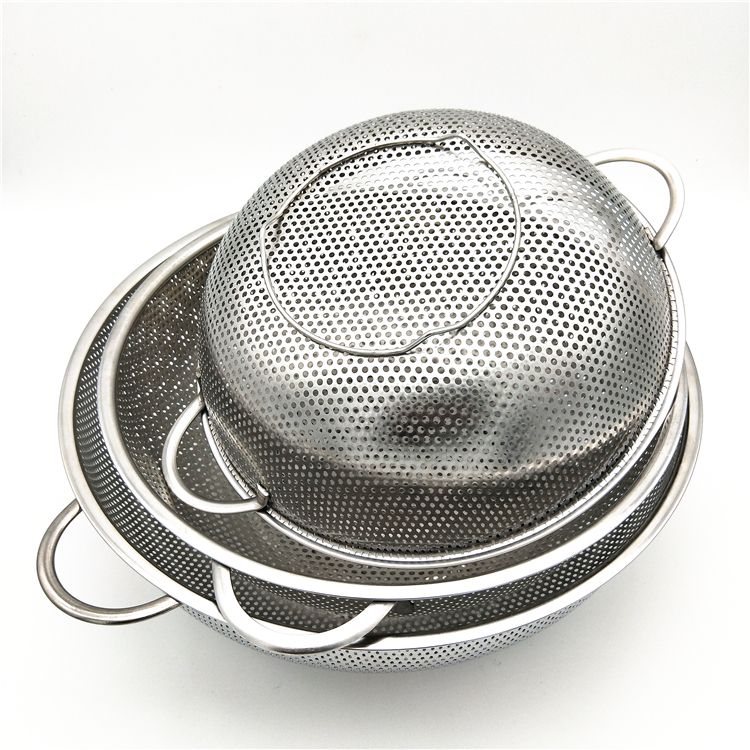 Stainless steel draining basin, rice washing basin, draining sieve, fruit basket, rice washing and vegetable washing basin 6PCS set Specification image