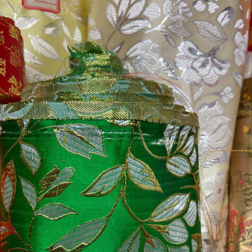 Green Silver Edge Ironing Embroidered Fine Leather Brocade Fabric Craft Decoration Gift Packaging Cloth Dress Cheongsam details Picture