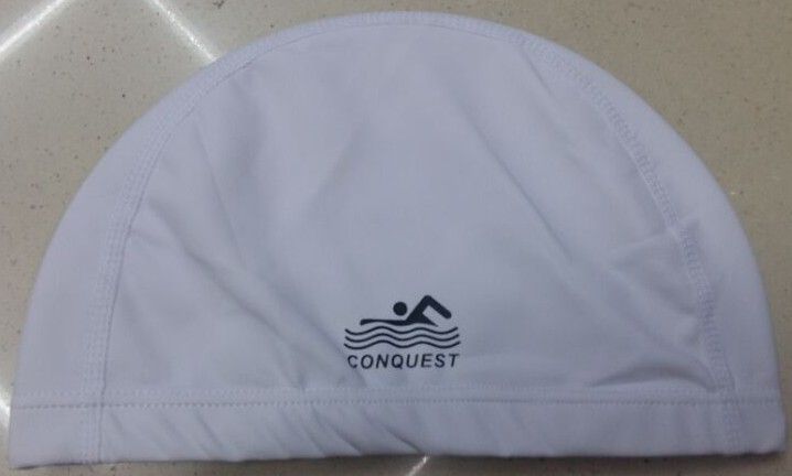 厂家直销游泳帽搏路conquest PU涂层游泳帽PU01帽 白色